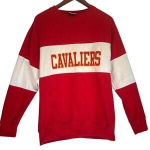 Vintage Cavaliers Pullover Sweatshirt Red & White Stripe Retro Sports Fan M EUC